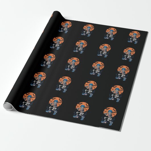 Baseball Skeleton Halloween Baseball Halloween Geschenkpapier (Ungerollt)