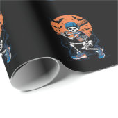 Baseball Skeleton Halloween Baseball Halloween Geschenkpapier (Rolleneckpunkt)