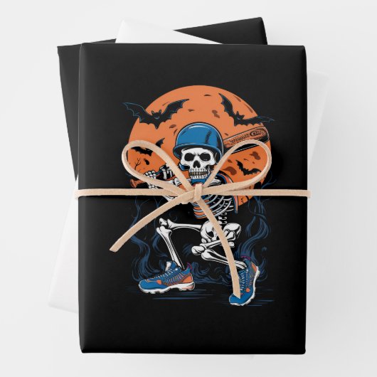 Baseball Skeleton Halloween Baseball Halloween Geschenkpapier Set (Beispiel)