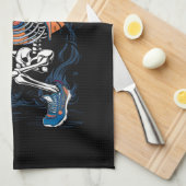 Baseball Skeleton Halloween Baseball Halloween Geschirrtuch (Viertel Falte)