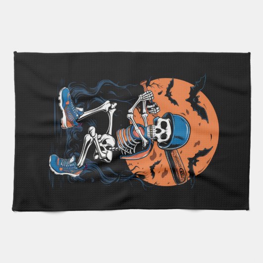 Baseball Skeleton Halloween Baseball Halloween Geschirrtuch (Horizontal)