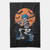 Baseball Skeleton Halloween Baseball Halloween Geschirrtuch (Vertikal)
