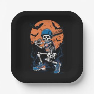 Baseball Skeleton Halloween Baseball Halloween Pappteller