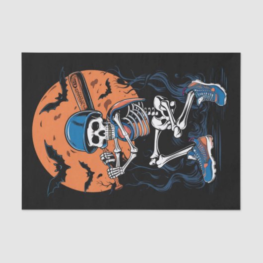Baseball Skeleton Halloween Baseball Halloween Seidenpapier (Vorderseite)