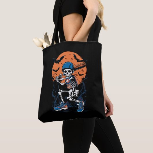 Baseball Skeleton Halloween Baseball Halloween Tasche (Von Nahem)