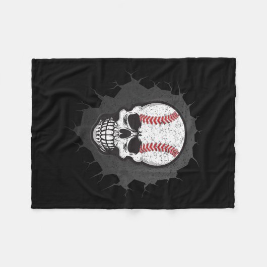 Baseball Skeleton Halloween Men Boys Baseball Hall Fleecedecke (Vorderseite (Horizontal))