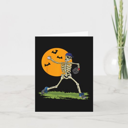 Baseball Skeleton Halloween Men Boys Baseball Hall Karte (Vorderseite)