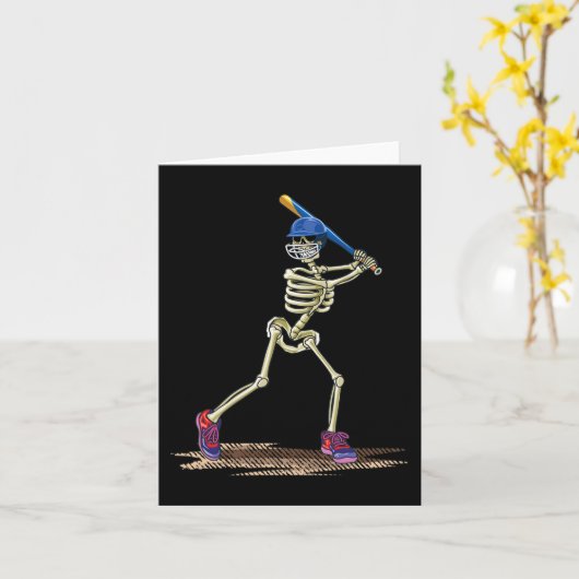 Baseball Skeleton Halloween Men Boys Baseball Hall Karte (Gelbe Blume)