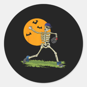 Baseball Skeleton Halloween Men Boys Baseball Hall Runder Aufkleber