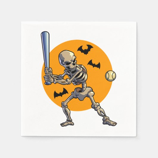 Baseball Skeleton Halloween Men Boys Baseball Hall Serviette (Vorderseite)