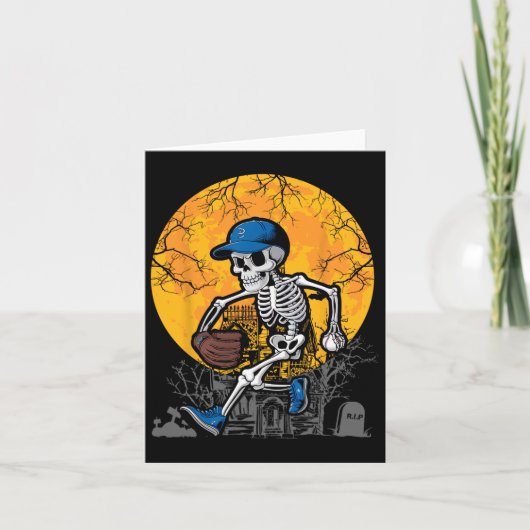Baseball Skeleton Halloween Men Boys Baseball Spoo Karte (Vorderseite)