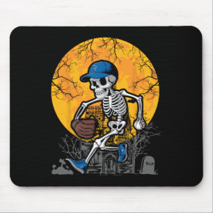 Baseball Skeleton Halloween Men Boys Baseball Spoo Mousepad