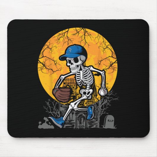 Baseball Skeleton Halloween Men Boys Baseball Spoo Mousepad (Vorne)
