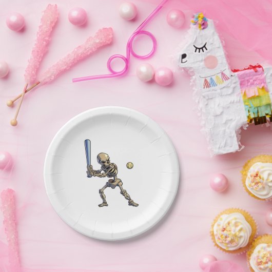 Baseball Skeleton Halloween Pappteller (Party)