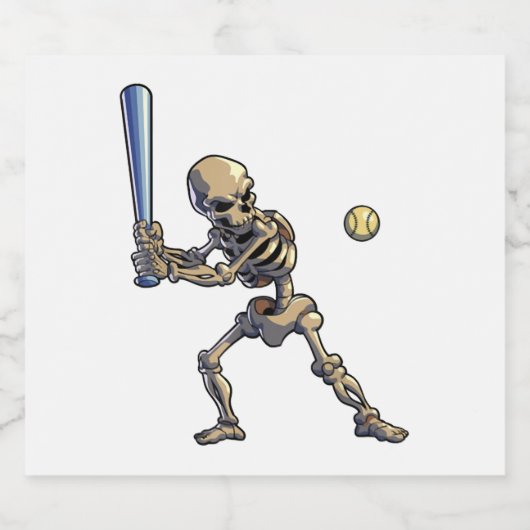 Baseball Skeleton Halloween Schaumweinetikett (Einzelnes Label)