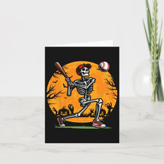 Baseball Skeleton Halloween Spooky Boys Baseball P Karte (Vorderseite)