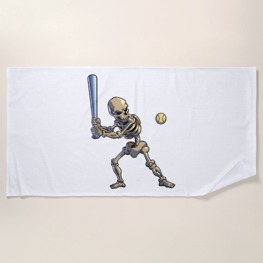Baseball Skeleton Halloween Strandtuch (Vorderseite)