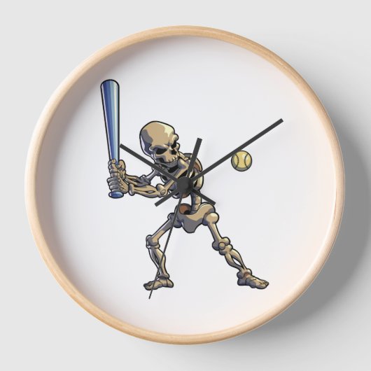 Baseball Skeleton Halloween Uhr (Vorderseite)