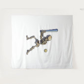 Baseball Skeleton Halloween Wandteppich (Vorderseite (Horizontal))