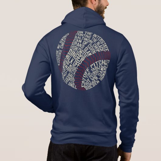 Baseball Slang Typografie Text Art Hoodie (Rückseite)