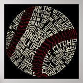 Baseball Slang Words Calligram Poster (Vorne)