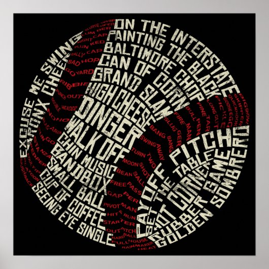 Baseball Slang Words Calligram Poster (Vorne)