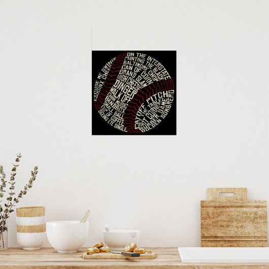 Baseball Slang Words Calligram Poster (Küche)