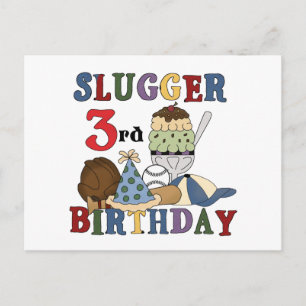 Baseball Slugger 3. Geburtstagstorte Postkarte