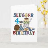 Baseball Slugger 4. Geburtstag Karte (Gelbe Blume)