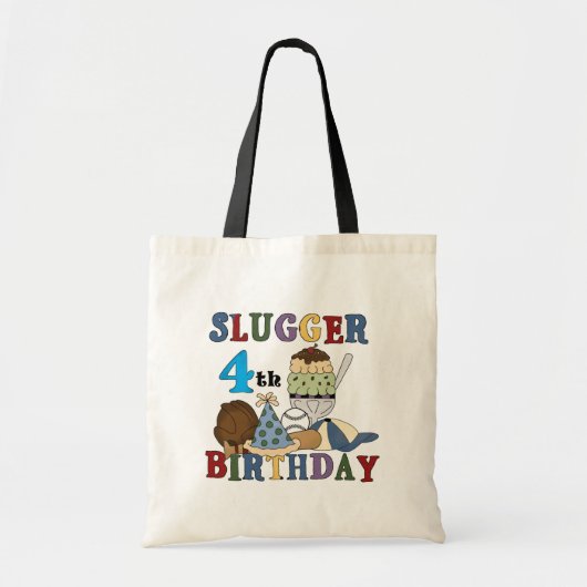 Baseball Slugger 4. Geburtstag Tragetasche (Vorne)