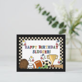 Baseball-Slugger-Geburtstagskarten Postkarte (Stehend Vorderseite)