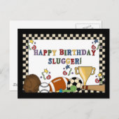 Baseball-Slugger-Geburtstagskarten Postkarte (Vorne/Hinten)