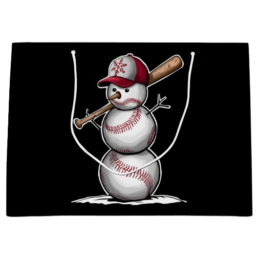Baseball Snowman Balls Schnee Weihnachten Weihnach Große Geschenktüte (Vorderseite)