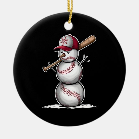 Baseball Snowman Balls Schnee Weihnachten Weihnach Keramik Ornament (Vorne)