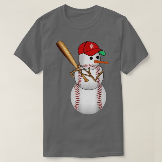Baseball Snowman Balls Schnee Weihnachten Weihnach T-Shirt (Design vorne)
