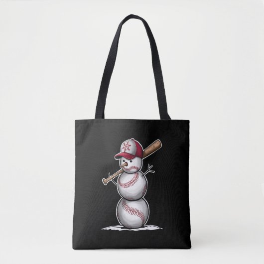 Baseball Snowman Balls Schnee Weihnachten Weihnach Tasche (Vorderseite)