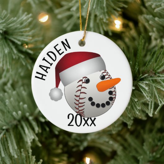 Baseball Snowman Christmas Keramik Ornament (Baum)