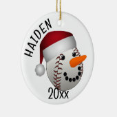 Baseball Snowman Christmas Keramik Ornament (Rechts)
