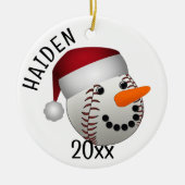 Baseball Snowman Christmas Keramik Ornament (Vorne)