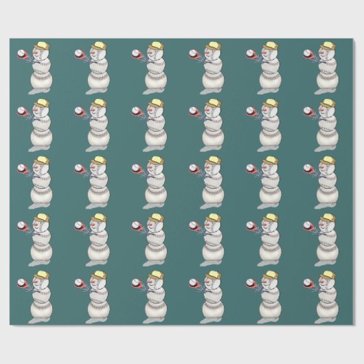Baseball Snowman Geschenkpapier (Flach)