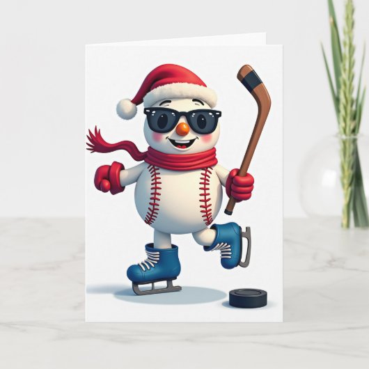 Baseball Snowman Greeting Card Karte (Vorderseite)