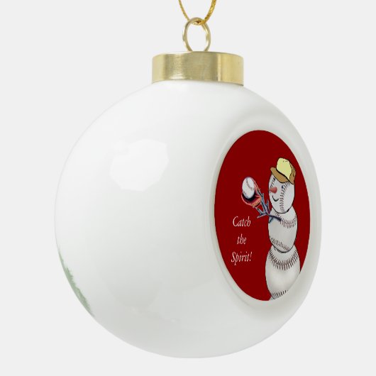 Baseball Snowman Keramik Kugel-Ornament (Links)