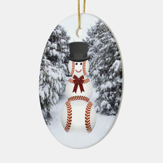 Baseball Snowman Keramikornament (Links)