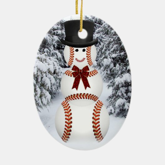 Baseball Snowman Keramikornament (Hinten)