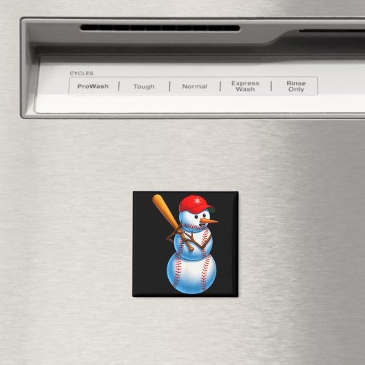 Baseball Snowman Merry Christmas Xmas Pajamas Men Magnet (In Situ (Geschirrspüler))