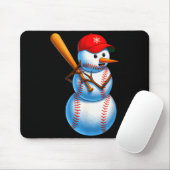 Baseball Snowman Merry Christmas Xmas Pajamas Men  Mousepad (Mit Mouse)