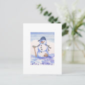 Baseball Snowman Postkarte (Stehend Vorderseite)