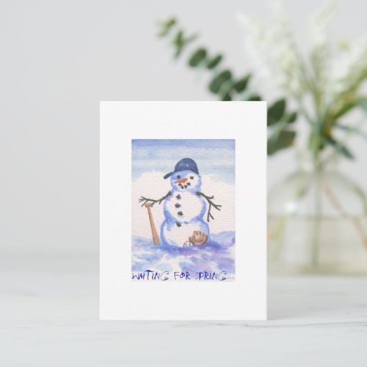 Baseball Snowman Postkarte (Stehend Vorderseite)