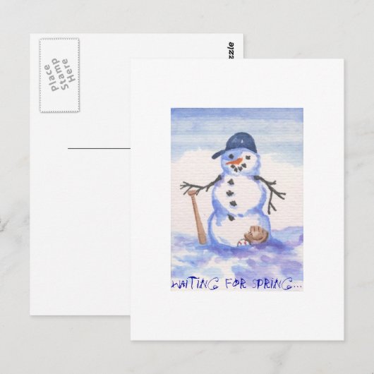 Baseball Snowman Postkarte (Vorne/Hinten)