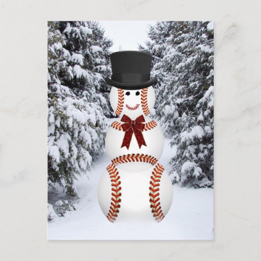 Baseball Snowman Postkarte (Vorderseite)